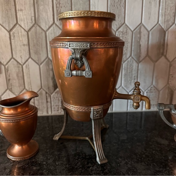 Vintage Universal Copper Samovar Coffee Urn Set L.F.&C. E9189 w Creamer Sugar - Picture 8 of 16